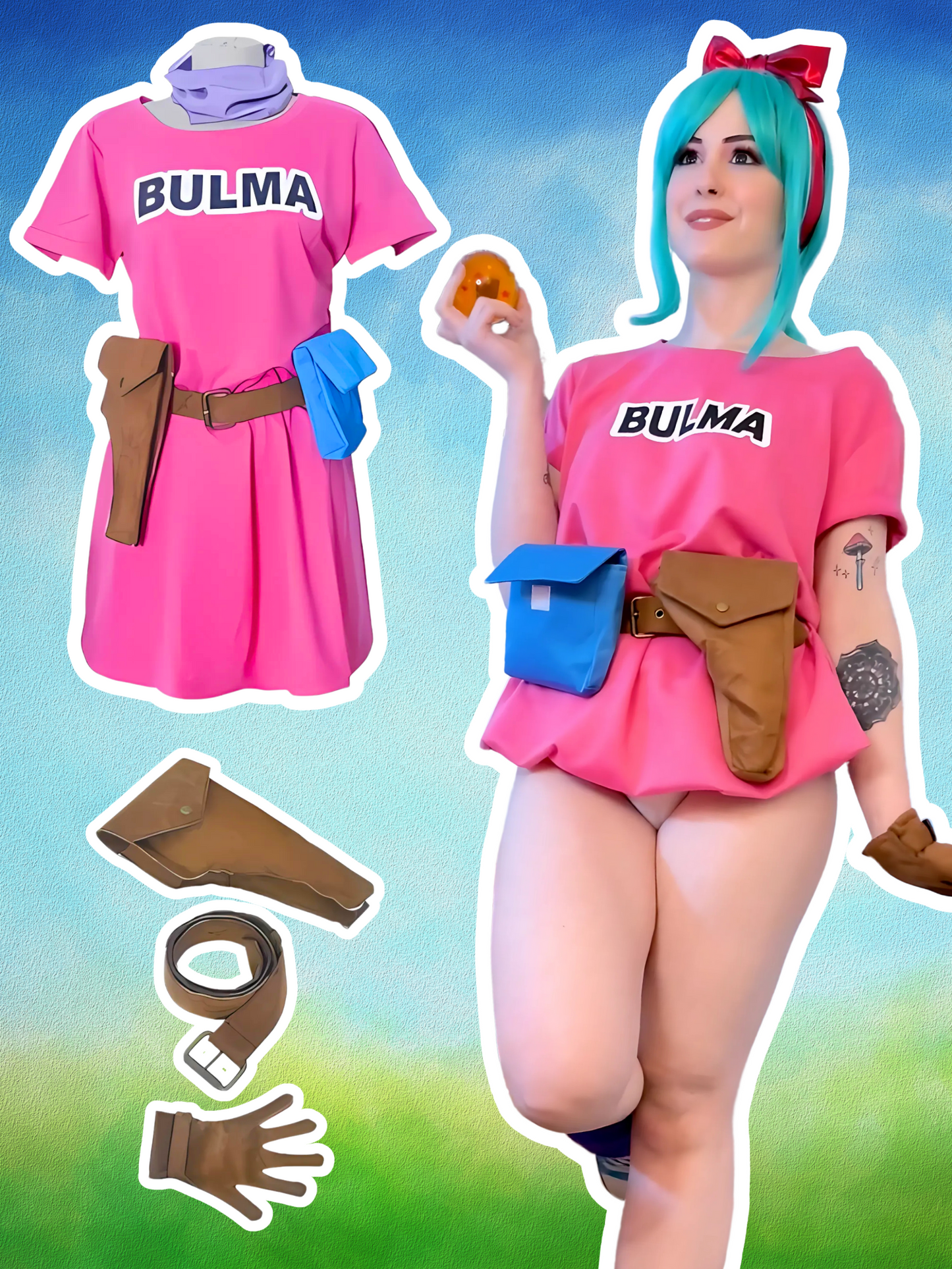 Dragon Ball Bulma Costume + Wig